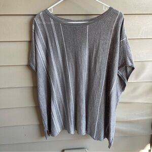 360 Sweater Women's Sweater Top Loose‎ Knit Linen Italian Sz L Gray Coverup Boxy